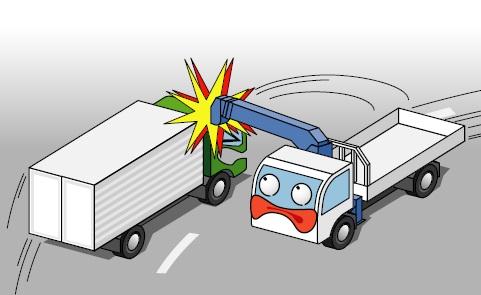 走行中ブームが旋回し、対向車と接触(ロープ固定仕様)