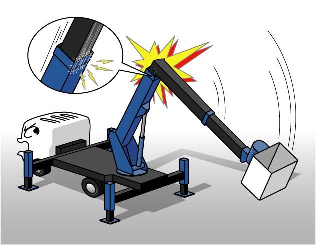 ブーム摩耗による折損事故
